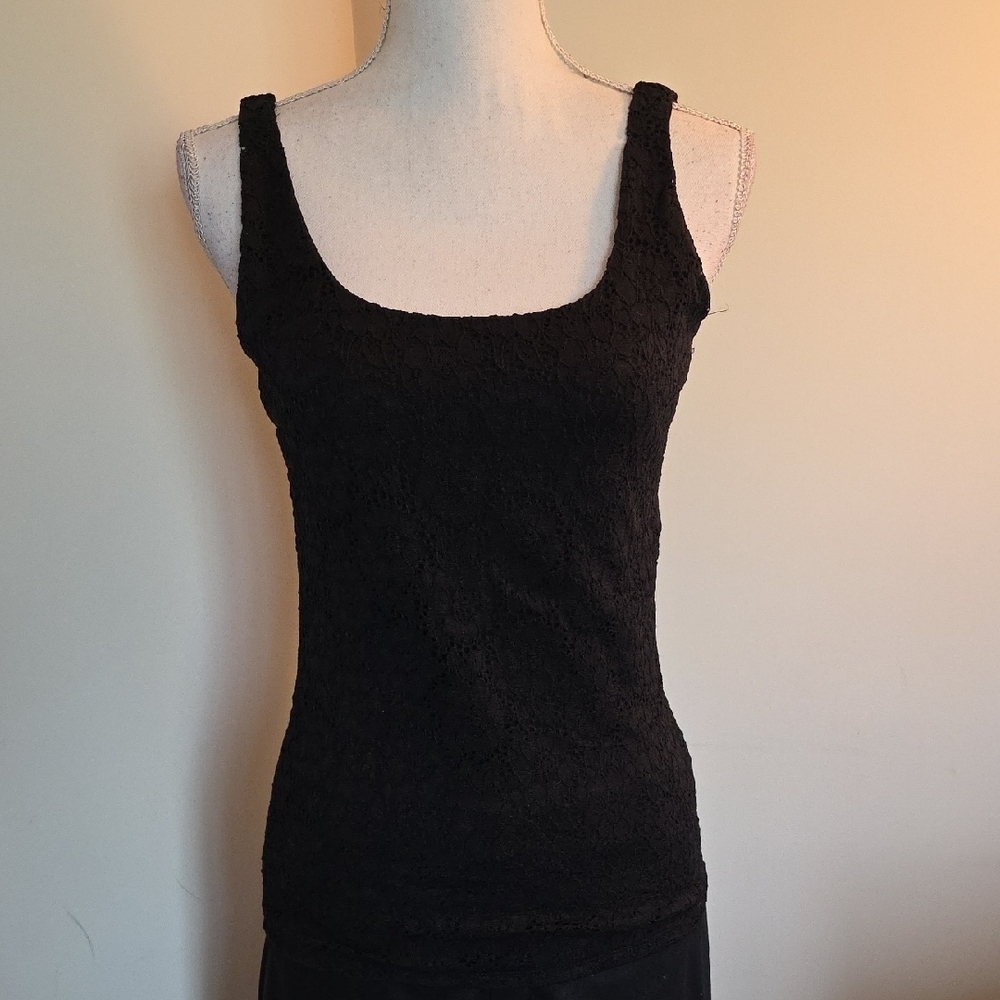 White House Black Market Black Lace Tank Top